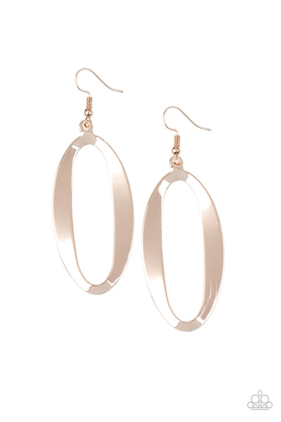 Paparazzi OVAL My Head - Rose Gold Earrings