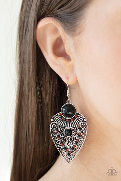 Paparazzi Tribal Territory - Black Earrings