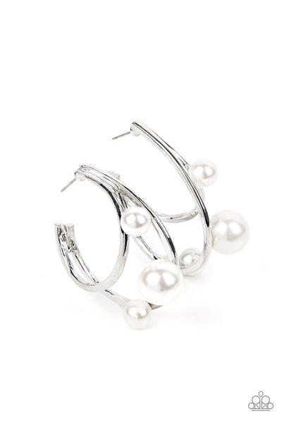 Paparazzi Metro Pier - White Pearl Earrings