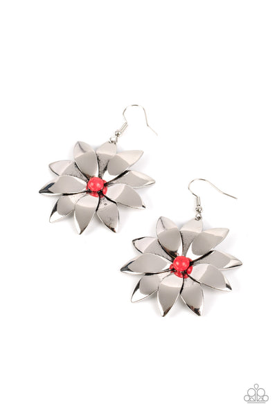 Paparazzi Pinwheel Prairies - Red Earrings