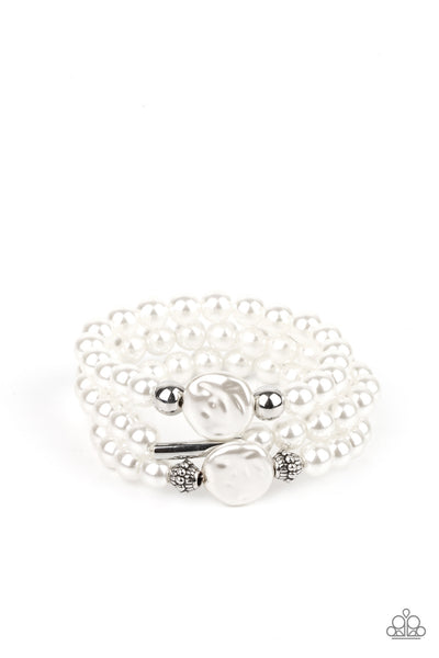 Paparazzi Exquisitely Elegant - White Bracelet