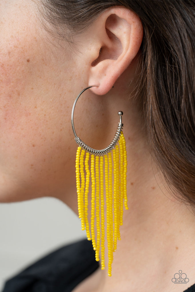 Yellow seed bead earrings shop paparazzi