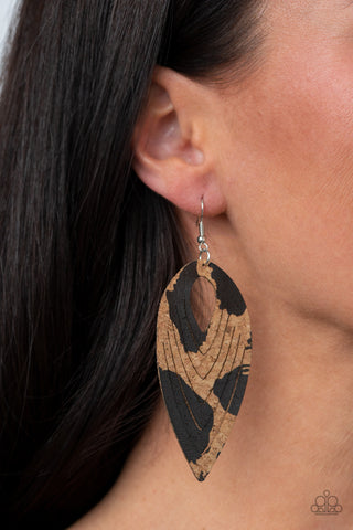 Paparazzi Cork Cabana - Black Earrings