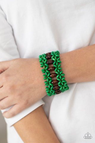 Paparazzi Bali Beach Retreat Green Wooden Bracelet