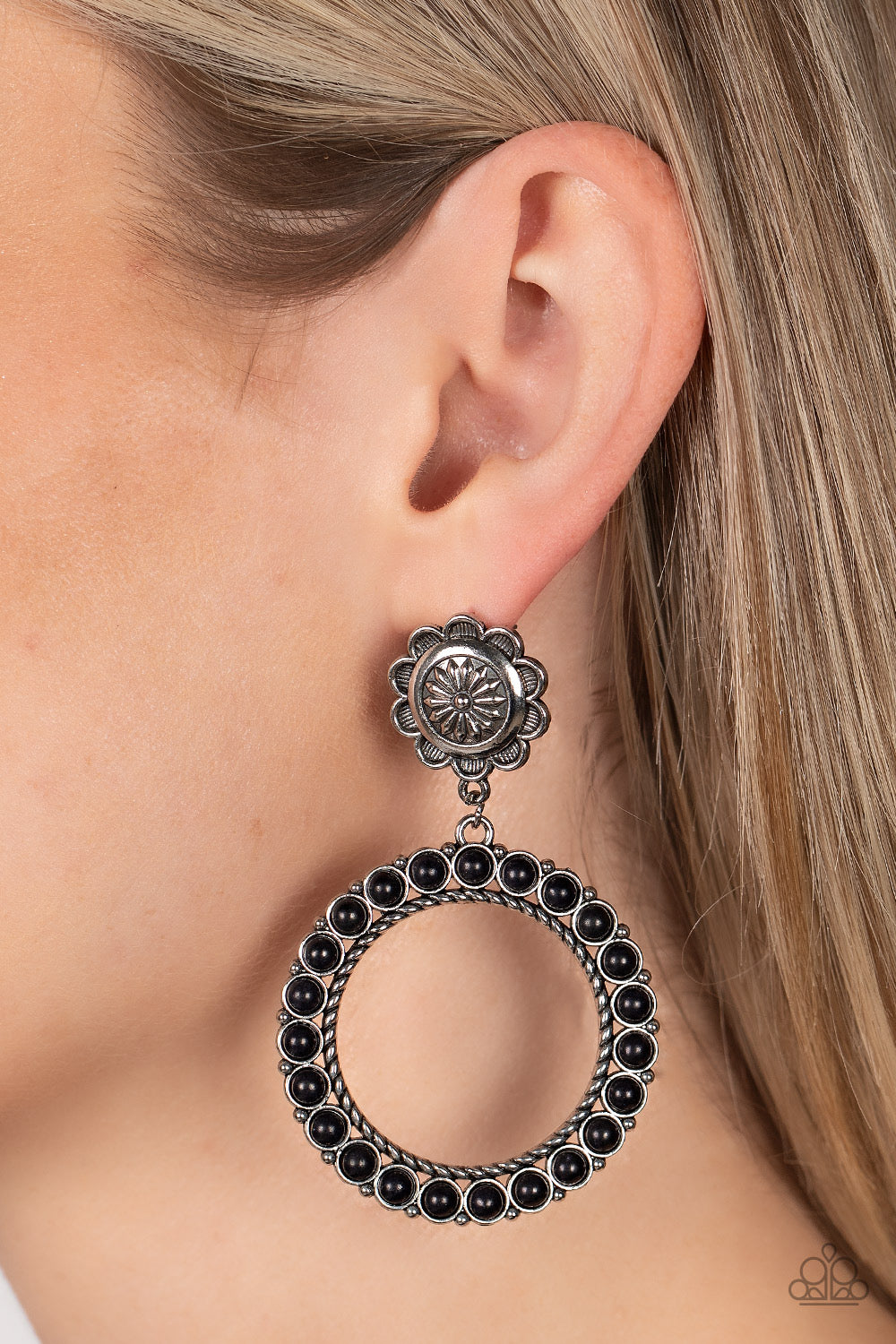 Paparazzi Playfully Prairie - Black Earrings