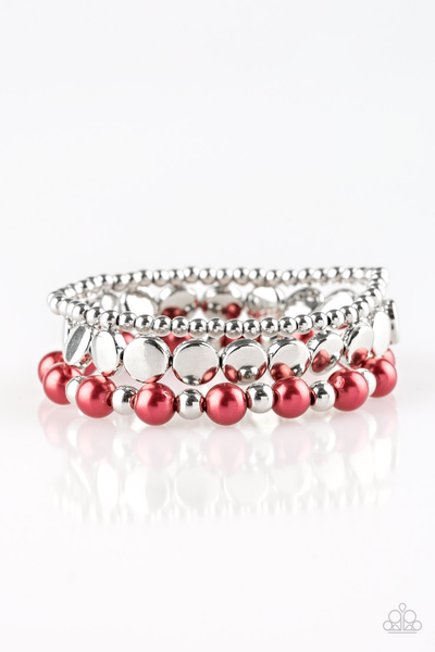 Paparazzi Girly Girl Glamour - Red Bracelet