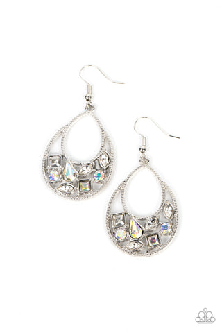 Paparazzi Regal Recreation - White Iridescent Earrings