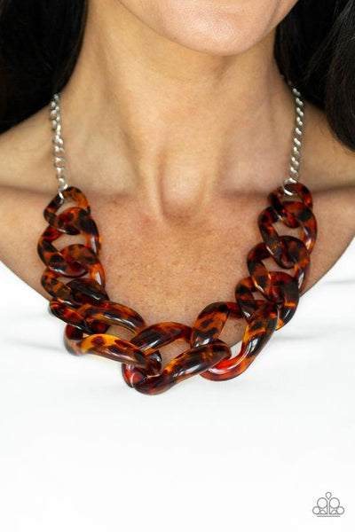 Paparazzi Red Haute Mama Brown Necklace
