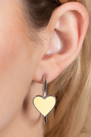 Paparazzi Kiss Up Yellow Heart Earrings