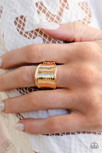 Paparazzi Too Little Too Slate Gold Ring