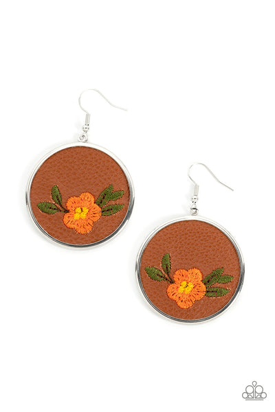 Paparazzi Prairie Patchwork - Orange Earrings