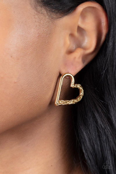 Paparazzi Cupid, Who? Gold Heart Earrings