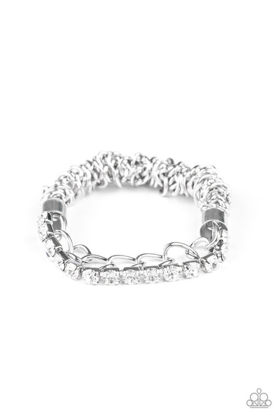 Paparazzi Glamour Grid - White Bracelet