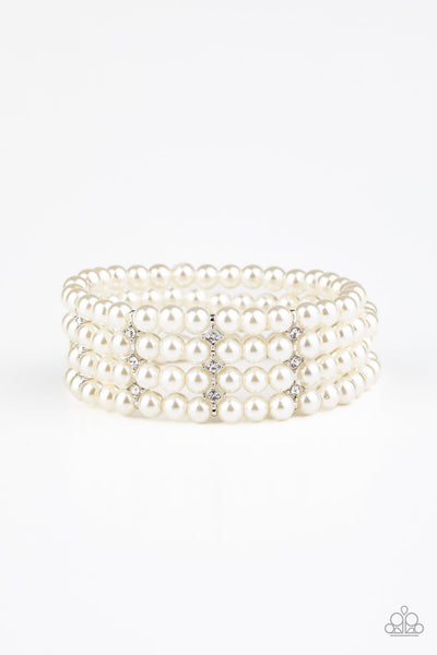 Paparazzi Stacked To The Top - White Bracelet