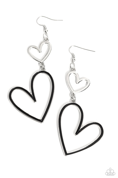 Paparazzi Pristine Pizzazz - Black Heart Earrings