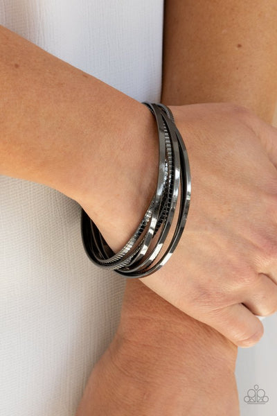 Paparazzi Trending In Tread Black Bangle Bracelet