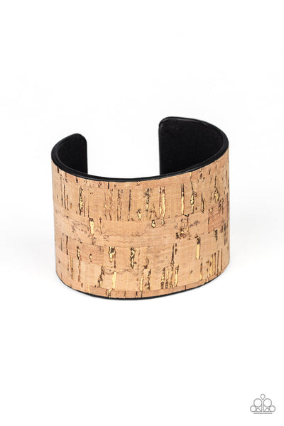 Paparazzi Up to Scratch Brown Cuff Cork Bracelet