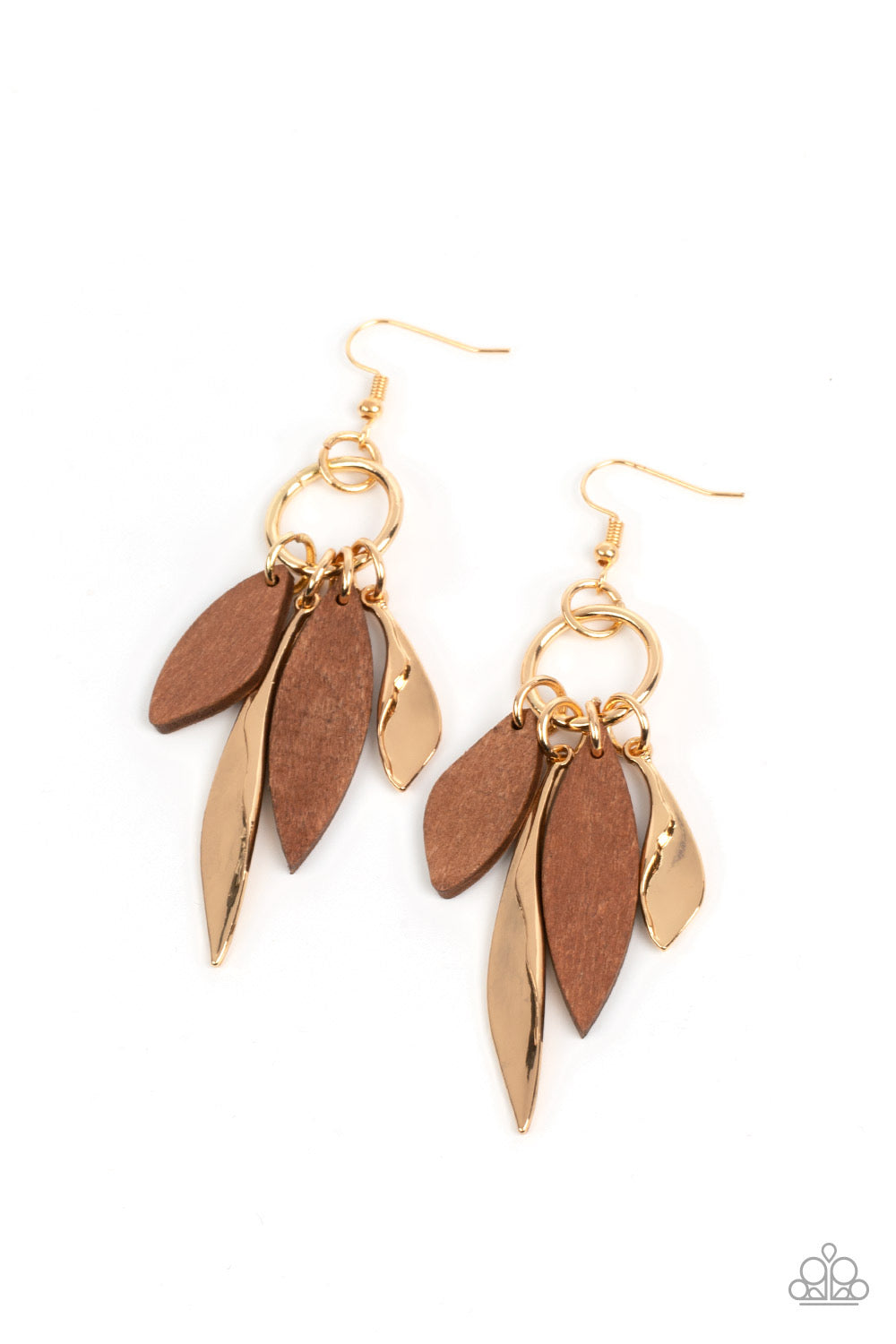 Paparazzi Primal Palette - Gold Wooden Earrings