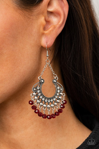 Paparazzi GLOW Down In Flames - Red Earrings