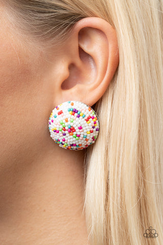 Paparazzi Kaleidoscope Sky - White Earrings