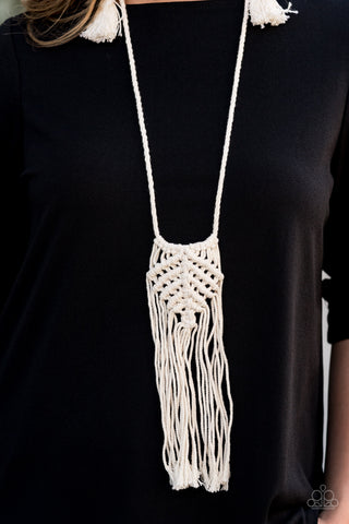 Paparazzi Macrame Mantra - White Necklace