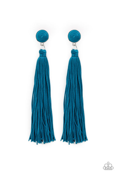 Paparazzi Tightrope Tassel - Blue Earrings