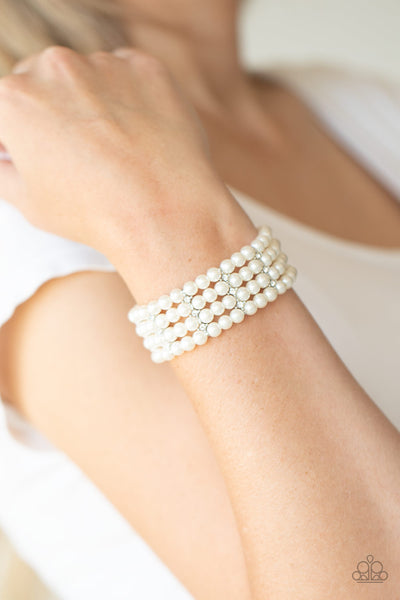 Paparazzi Stacked To The Top - White Bracelet