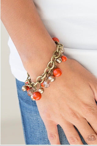 Paparazzi Grit and Glamour- Orange Bracelet