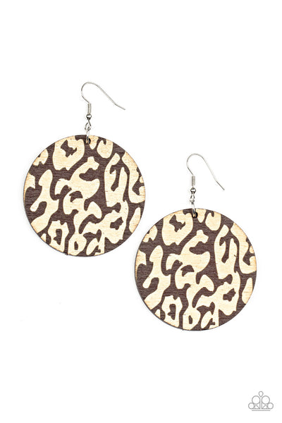 Paparazzi Catwalk Safari - Brown Wooden Earrings