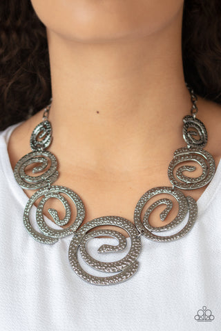 Paparazzi Statement Swirl - Black Necklace