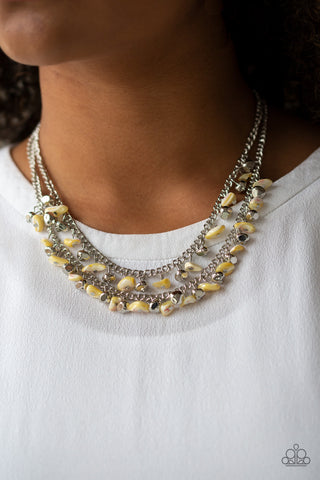 Paparazzi Pebble Pioneer - Yellow Necklace