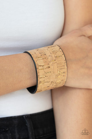 Paparazzi Up to Scratch Brown Cuff Cork Bracelet