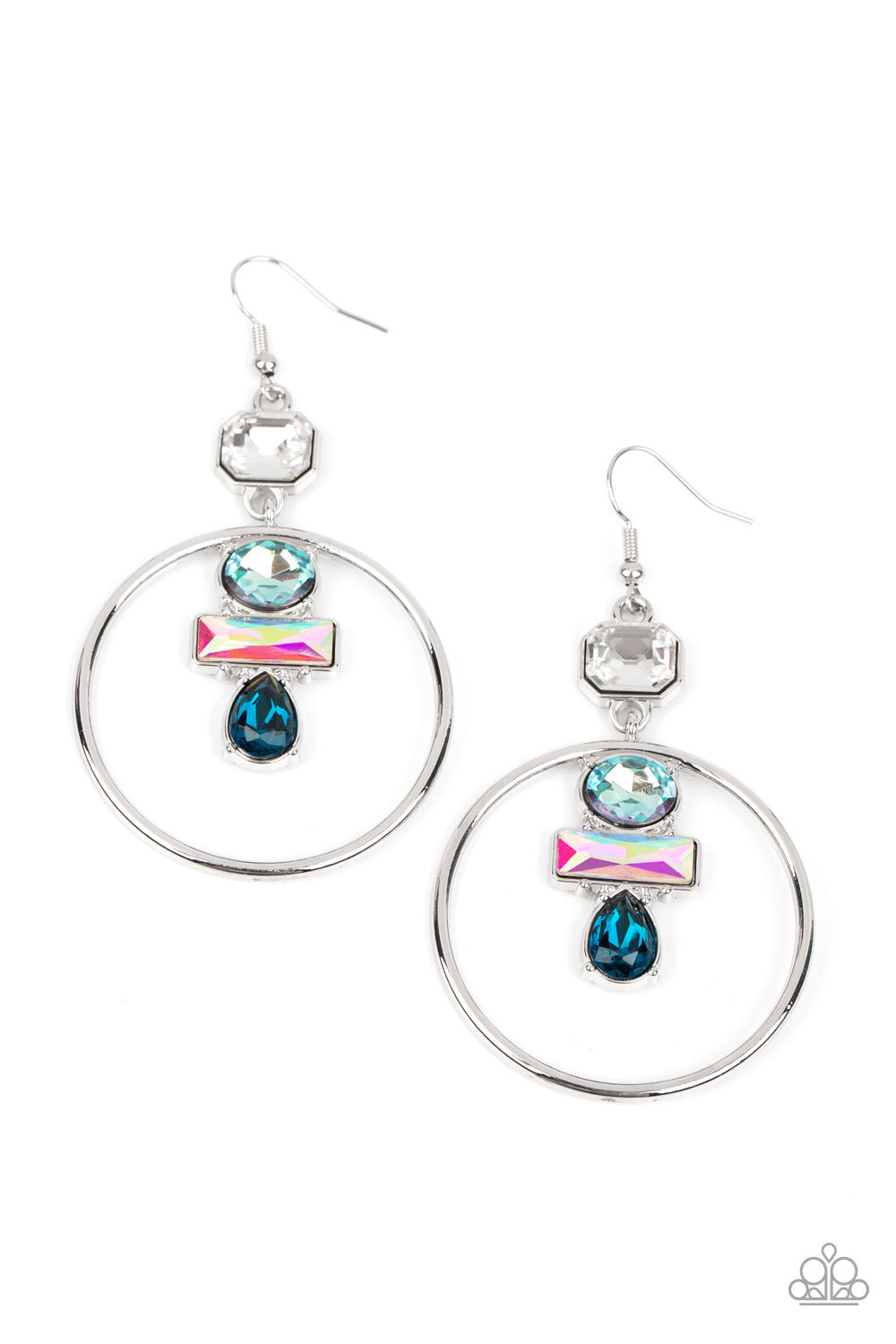 Paparazzi Geometric Glam - Blue Iridescent Earrings