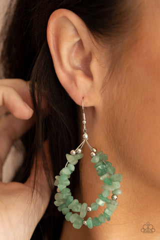 Paparazzi Canyon Rock Art - Green Earrings