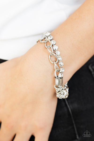 Paparazzi Glamour Grid - White Bracelet