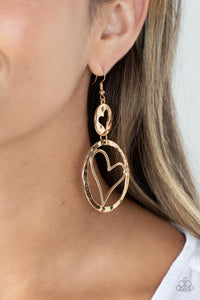 Paparazzi Enchanting Echo - Gold Heart Earrings