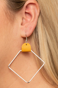 Paparazzi Friends of a LEATHER - Yellow Earrings