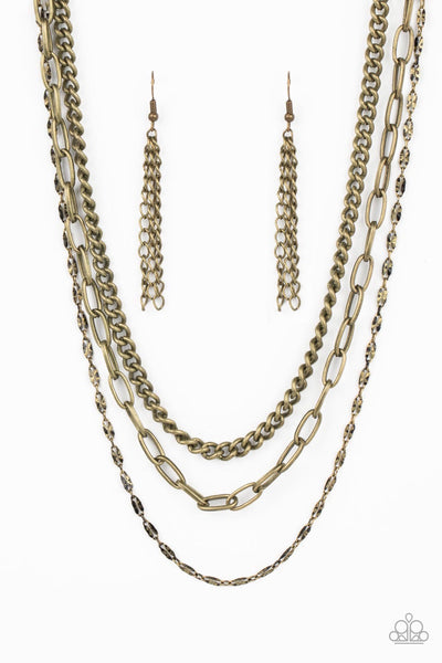 Paparazzi Galvanized Grit - Brass Necklace