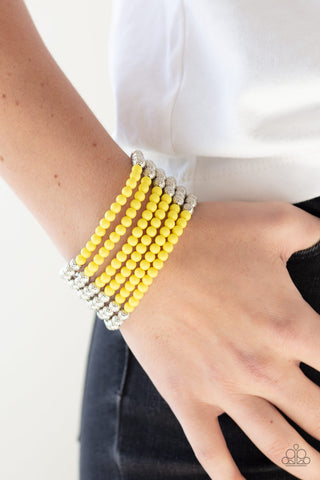 Paparazzi LAYER It On Thick - Yellow Bracelet