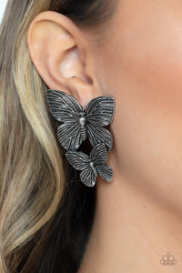 Paparazzi Blushing Butterflies - Silver Earrings