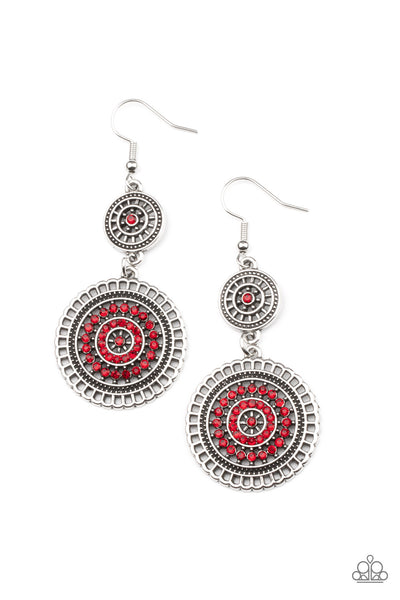 Paparazzi Bohemian Bedazzle Red Earrings