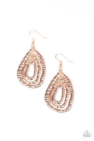 Paparazzi Metallic Meltdown - Rose Gold Earrings