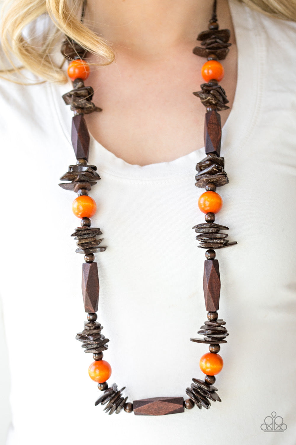 Paparazzi Cozumel Coast - Orange Wooden Necklace