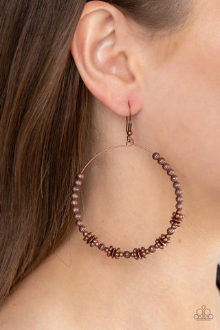 Paparazzi Simple Synchrony - Copper Earrings