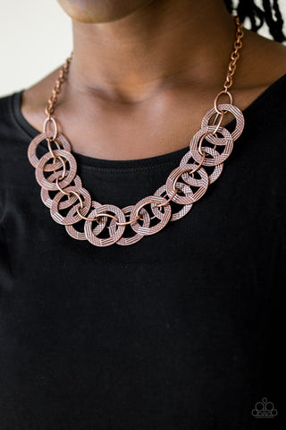 Paparazzi The Main Contender Necklace and Circa de Contender Bracelet Copper Set