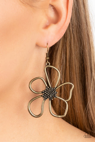 Paparazzi Wildflower Walkway - Brass Flower Earrings