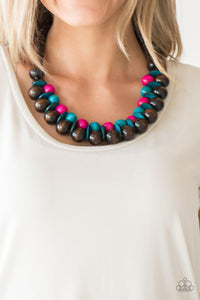 Paparazzi Caribbean Cover Girl Multi Wooden Necklace