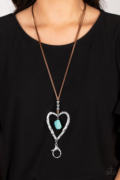 Paparazzi Santa Fe Sweetheart - Blue Lanyard Necklace