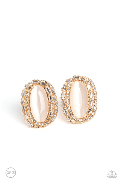 Paparazzi Shimmery Statement - Gold Clip on Earrings