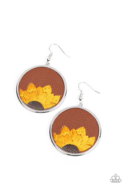 Paparazzi Sun-Kissed Sunflowers Brown Earrings